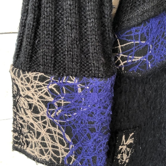 Faux fur collar flower embroidered cardigan duster - Picture 6 of 16